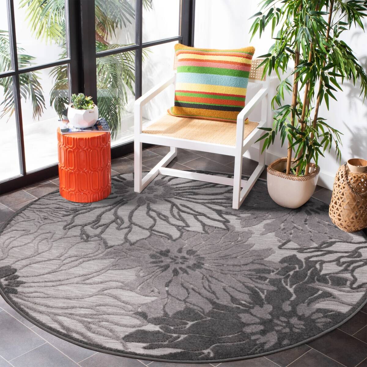 Sanat Outdoorteppich FLORAL grau D: ca. 120 cm