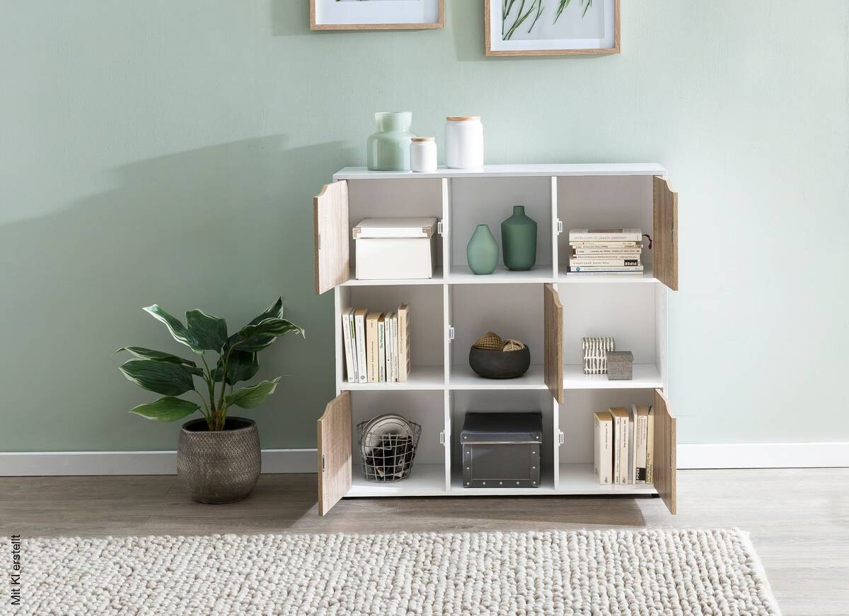 Sideboard weiß Eiche Sonoma Nachbildung B/H/T: ca. 89x91x29 cm