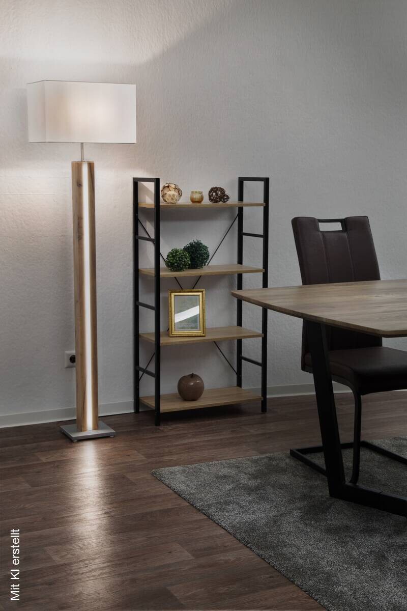 GLOBO Stehlampe Forest beige natur Metall Textil MDF B/H/L: ca. 40x150x27 cm 2 Brennstellen
