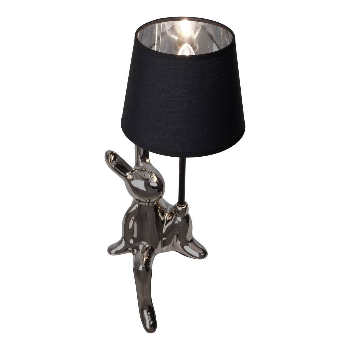 Näve Leuchten Tischleuchte silber Keramik B/H/T/D: ca. 18x45x18x18 cm E14 1 Brennstellen