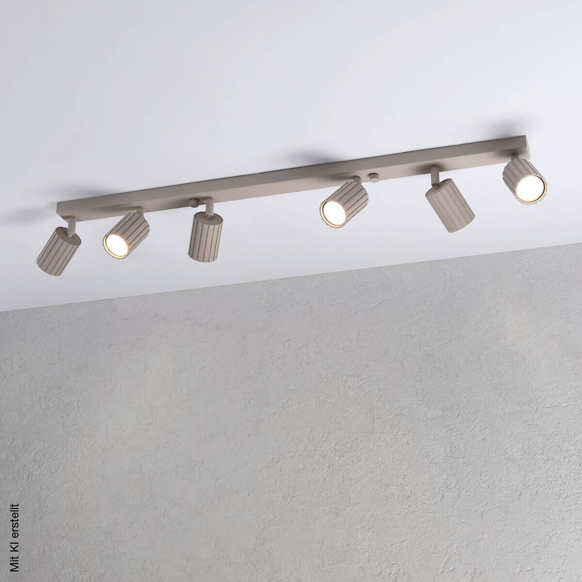 Lamkur Strahler Prisma beige Stahl B/H/L: ca. 6,5x16,5x117 cm 6 Brennstellen