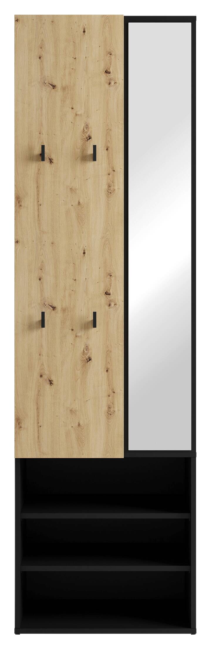 Garderobenset ANDORRA Eiche schwarz B/H/T: ca. 55x187,5x40,5 cm