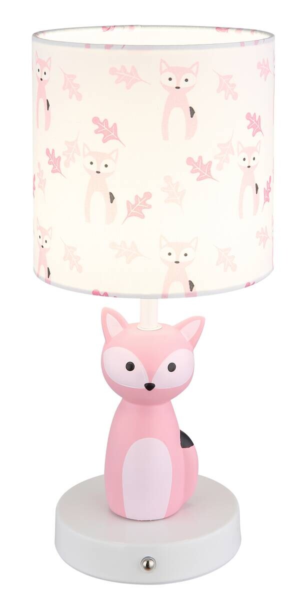 GLOBO Tischleuchte pink weiß Textil Metall Keramik H/D: ca. 33,5x15 cm 1 Brennstellen