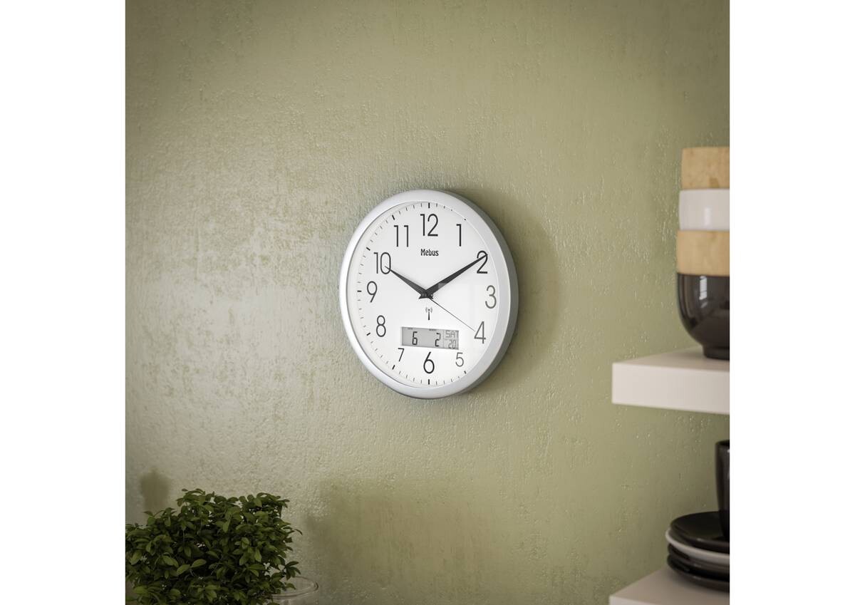 Mebus Wanduhr silber B/H/L/D: ca. 4,5x30x30x30 cm