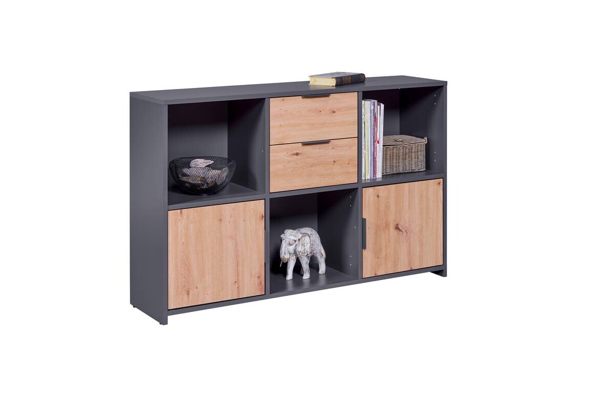 Regal Pepeto anthrazit Eiche Artisan Nachbildung B/H/T: ca. 120x77x30 cm