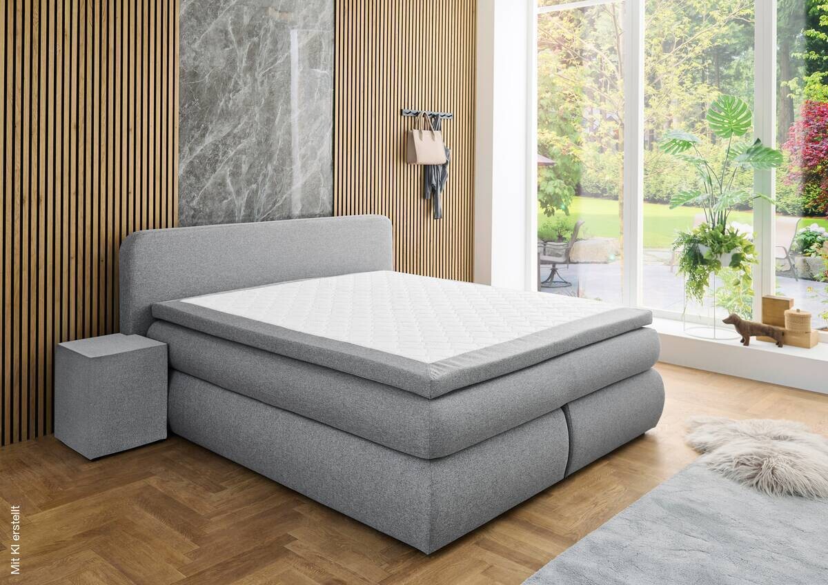 Boxspringbett Madeira Silbergrau Liegefläche B/L: ca. 180x200 cm