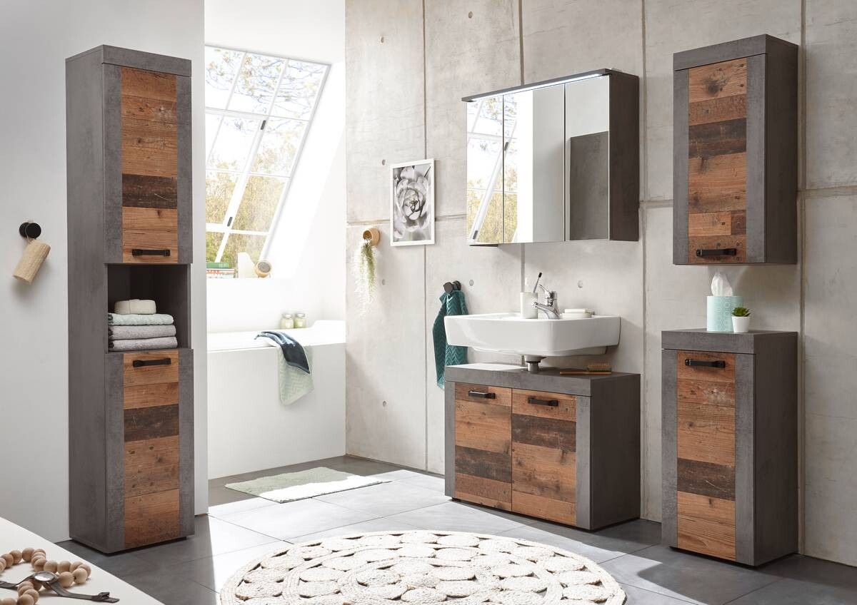 Hängeschrank Indiana Beton dunkel Optik Old Wood Nachbildung B/H/T: ca. 36x79x23 cm