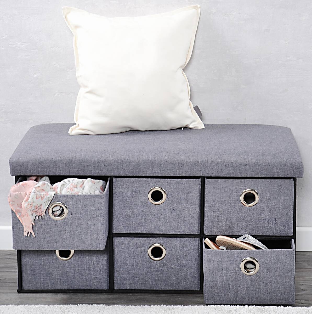 Kesper Sitzbank grau B/H/L: ca. 38x38x76 cm