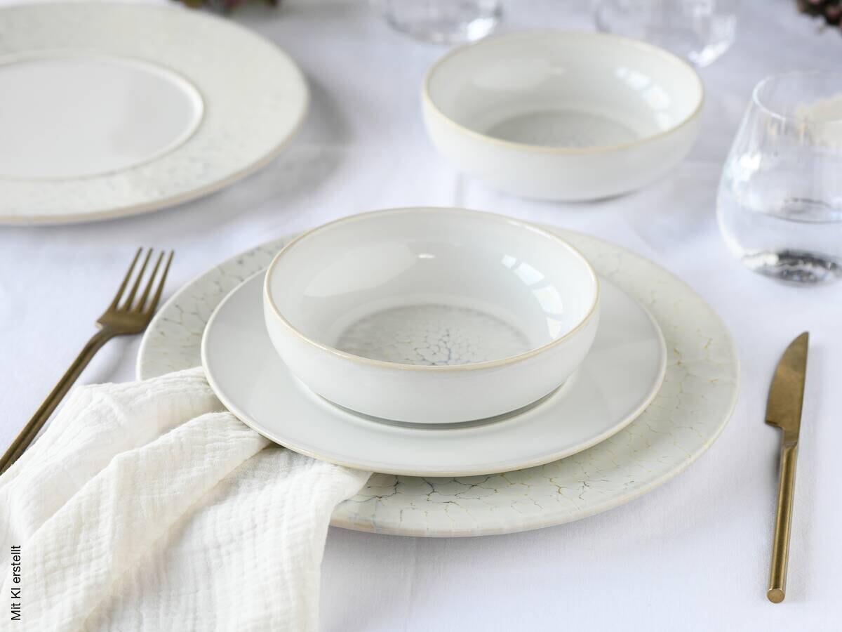 CreaTable Tafelservice Unico Toscania offwhite Steinzeug 8 tlg.