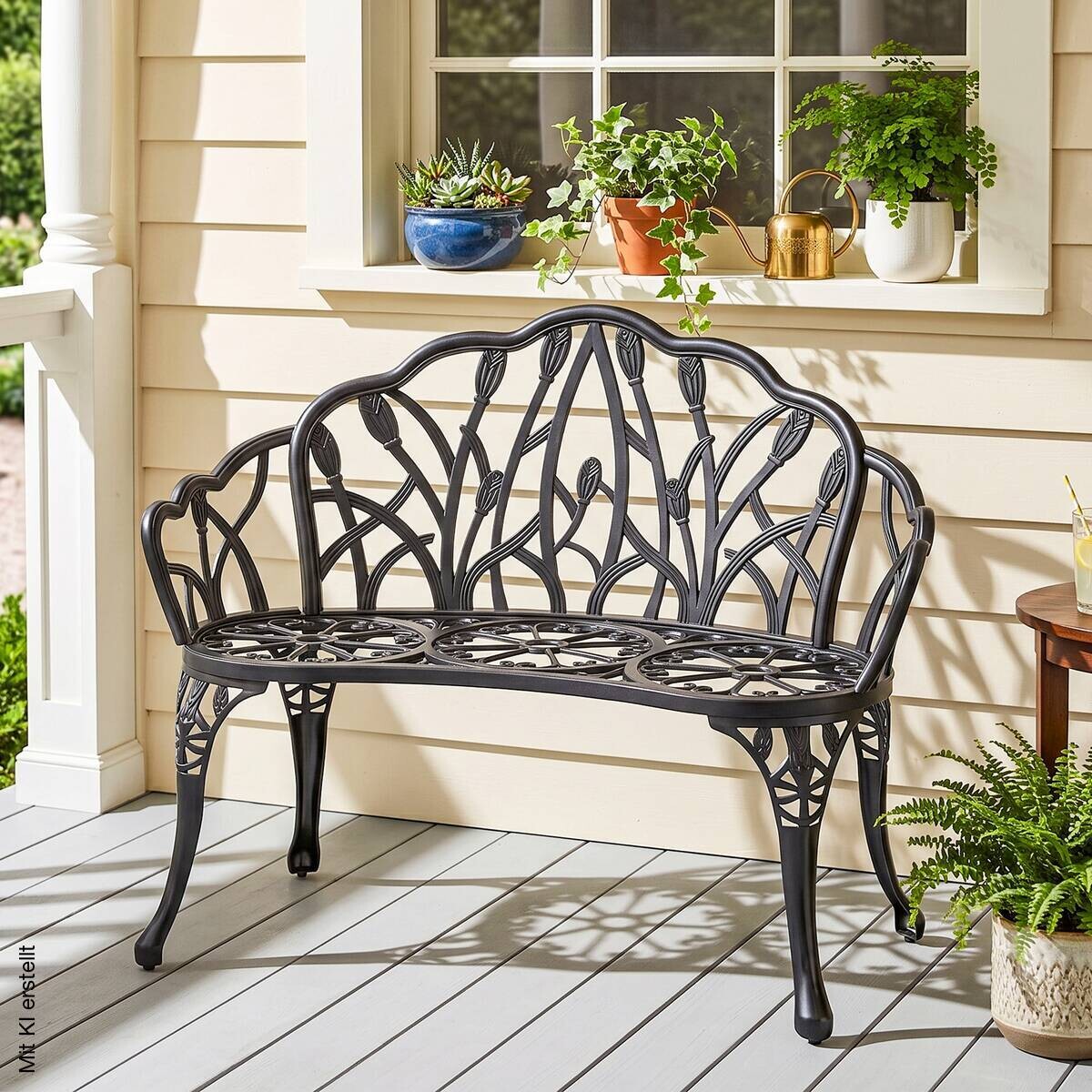 Outsunny Gartenbank schwarz Aluminium B/H/L: ca. 57x78x99 cm
