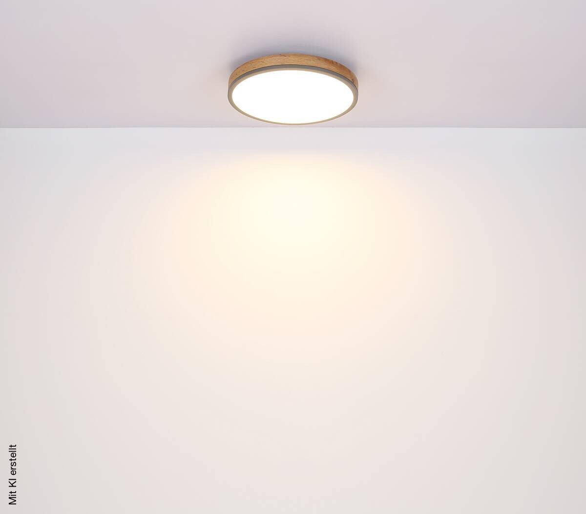 LED-Deckenleuchte Doro Holzoptik Graphit Kunststoff Metall Holz H/D: ca. 8,5x45 cm