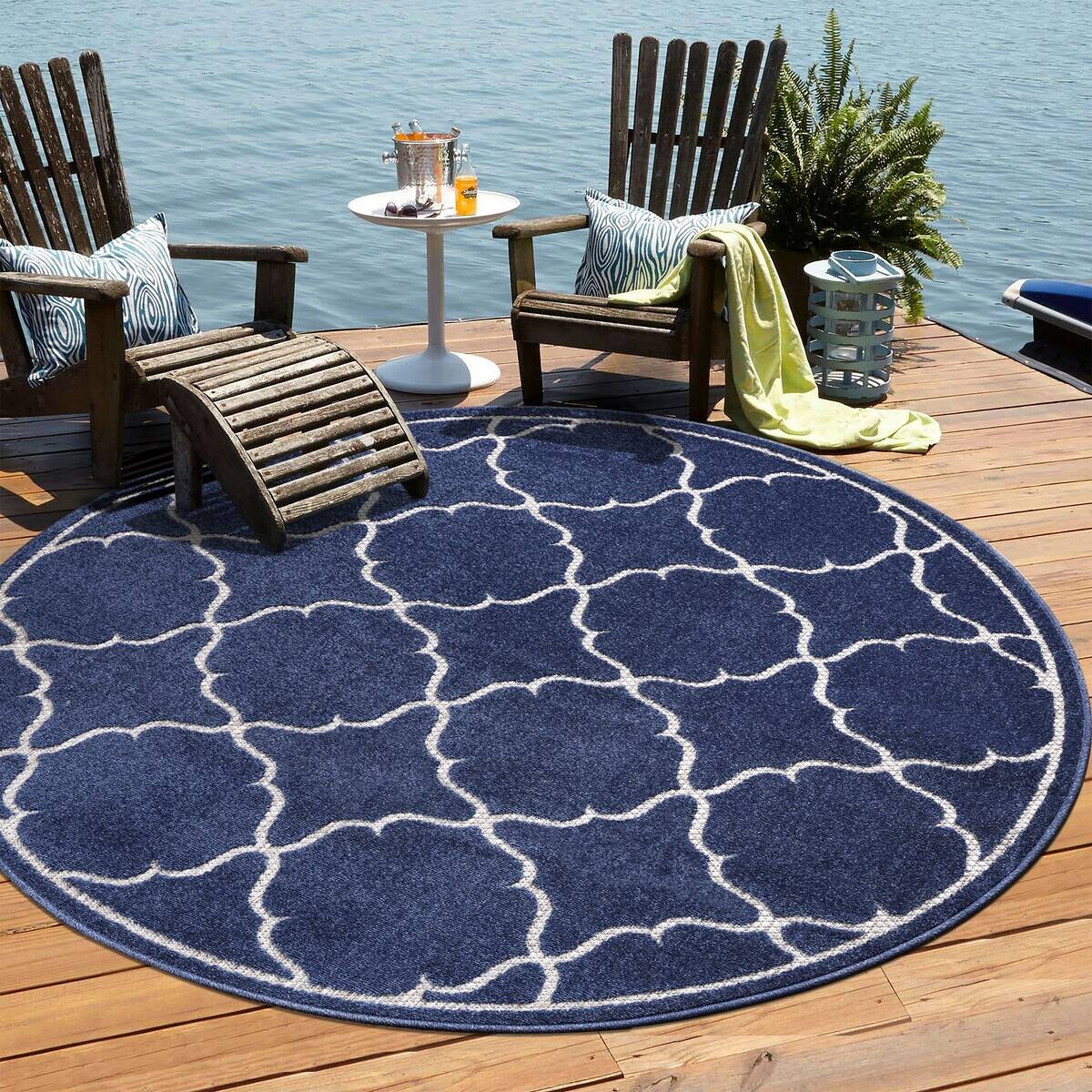 Sanat Outdoorteppich BERLIN blau B/L: ca. 120x120 cm