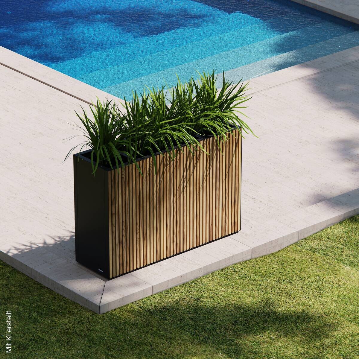 Herstera Garden Pflanzkübel Deco Planter schwarz Holz B/H/L: ca. 120x80x40 cm