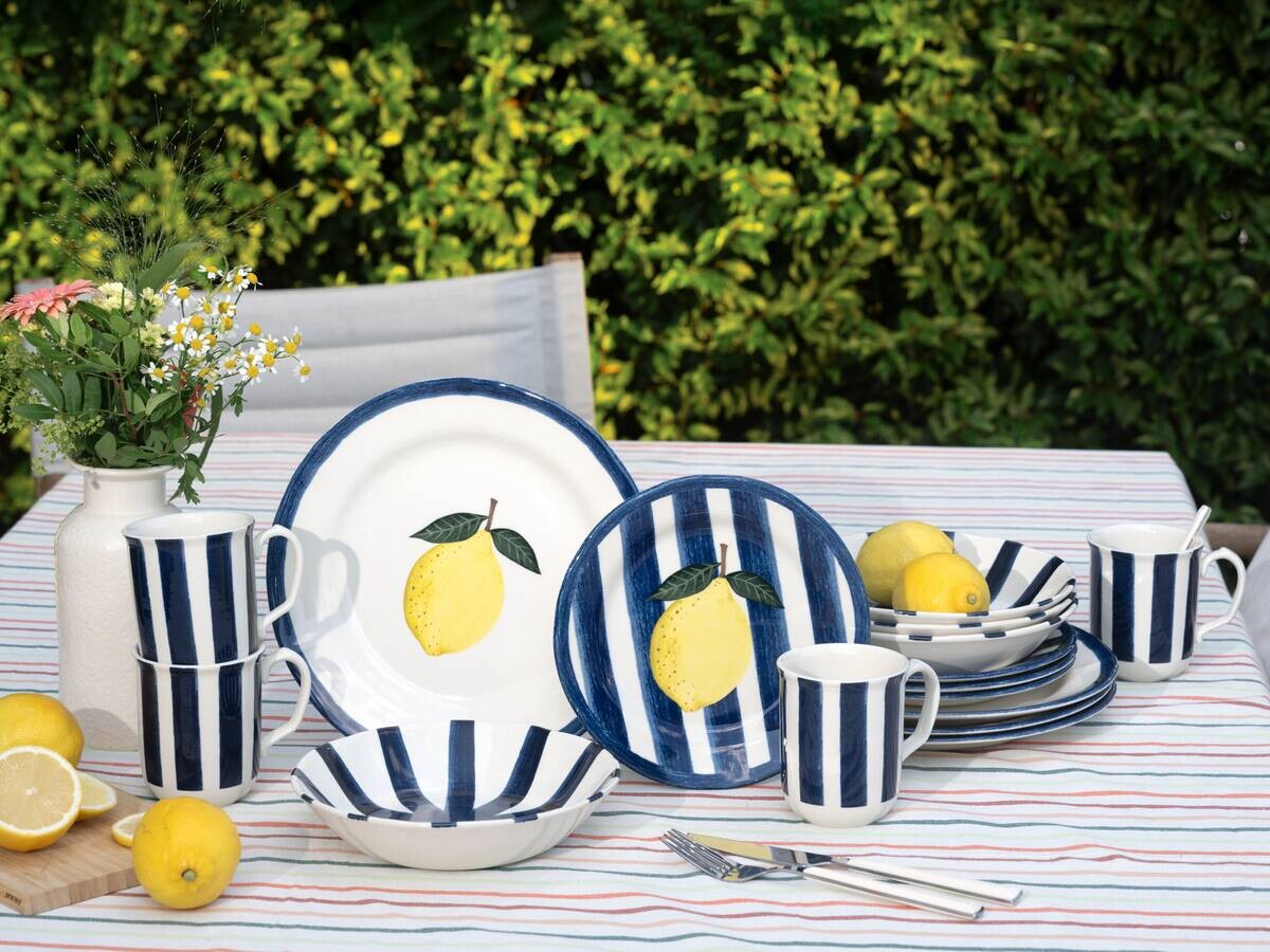CreaTable Kombiservice Summer Stripes bunt Steingut 16 tlg.
