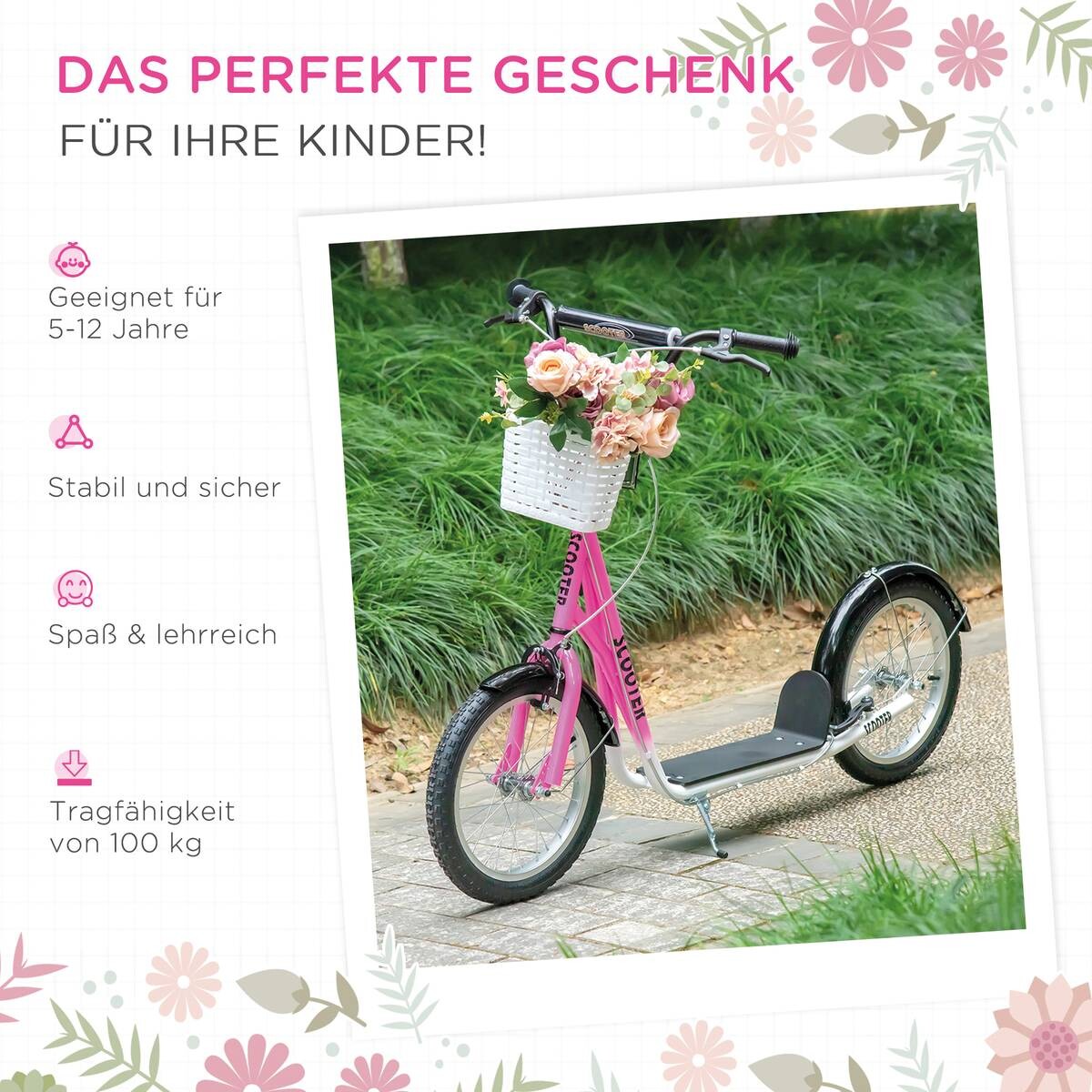 HOMCOM Kinderroller rosa