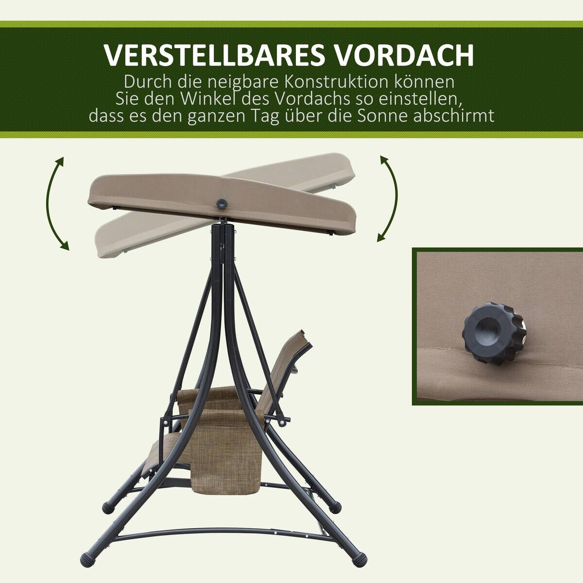 Outsunny Hollywoodschaukel braun Polyester B/H/L: ca. 128x172x196 cm