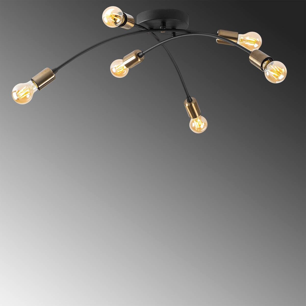 Opviq Deckenleuchte Banana bronze schwarz Metall B/H/T/L/D: ca. 67x25x67x67x67 cm E27 6 Brennstellen
