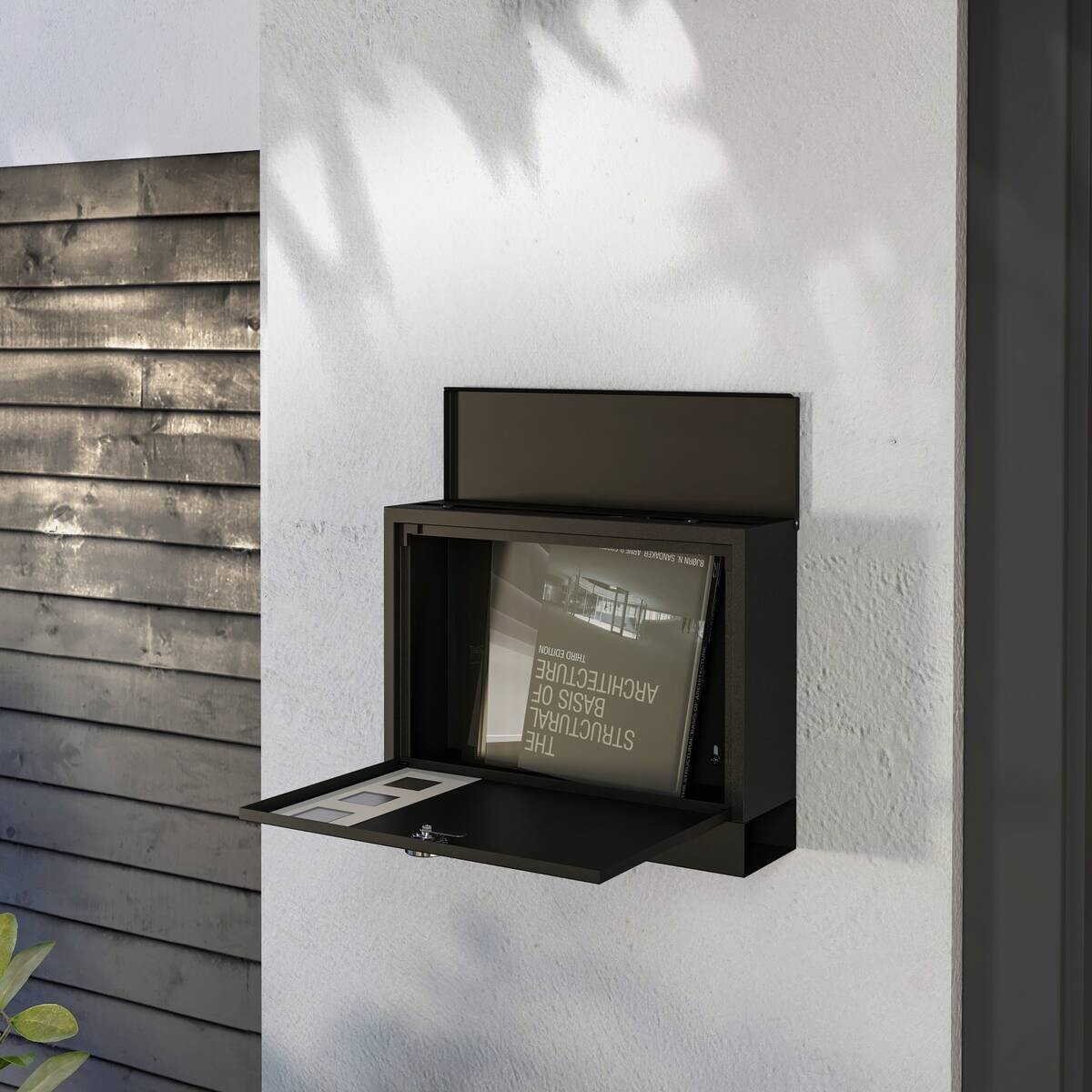 HOMCOM Briefkasten schwarz B/H/L: ca. 11,5x36,5x29 cm