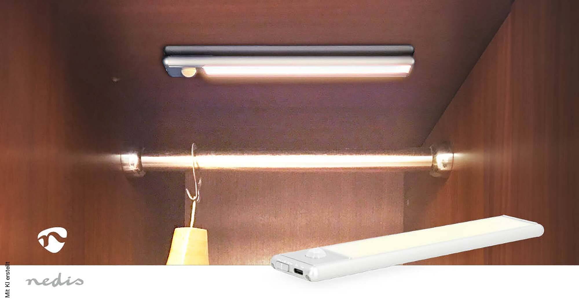 Nedis Schrankleuchte silber Aluminium Polycarbonat B/H/L: ca. 4x20,5x1,4 cm
