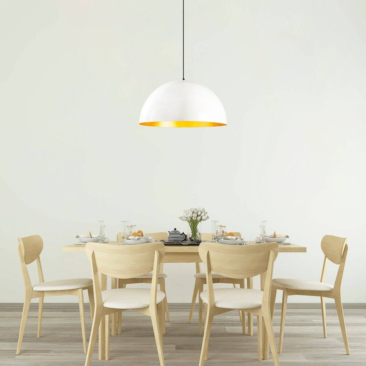 Opviq Pendelleuchte Berceste weiß Metall B/H/T/L/D: ca. 60x126x60x60x60 cm E27 1 Brennstellen