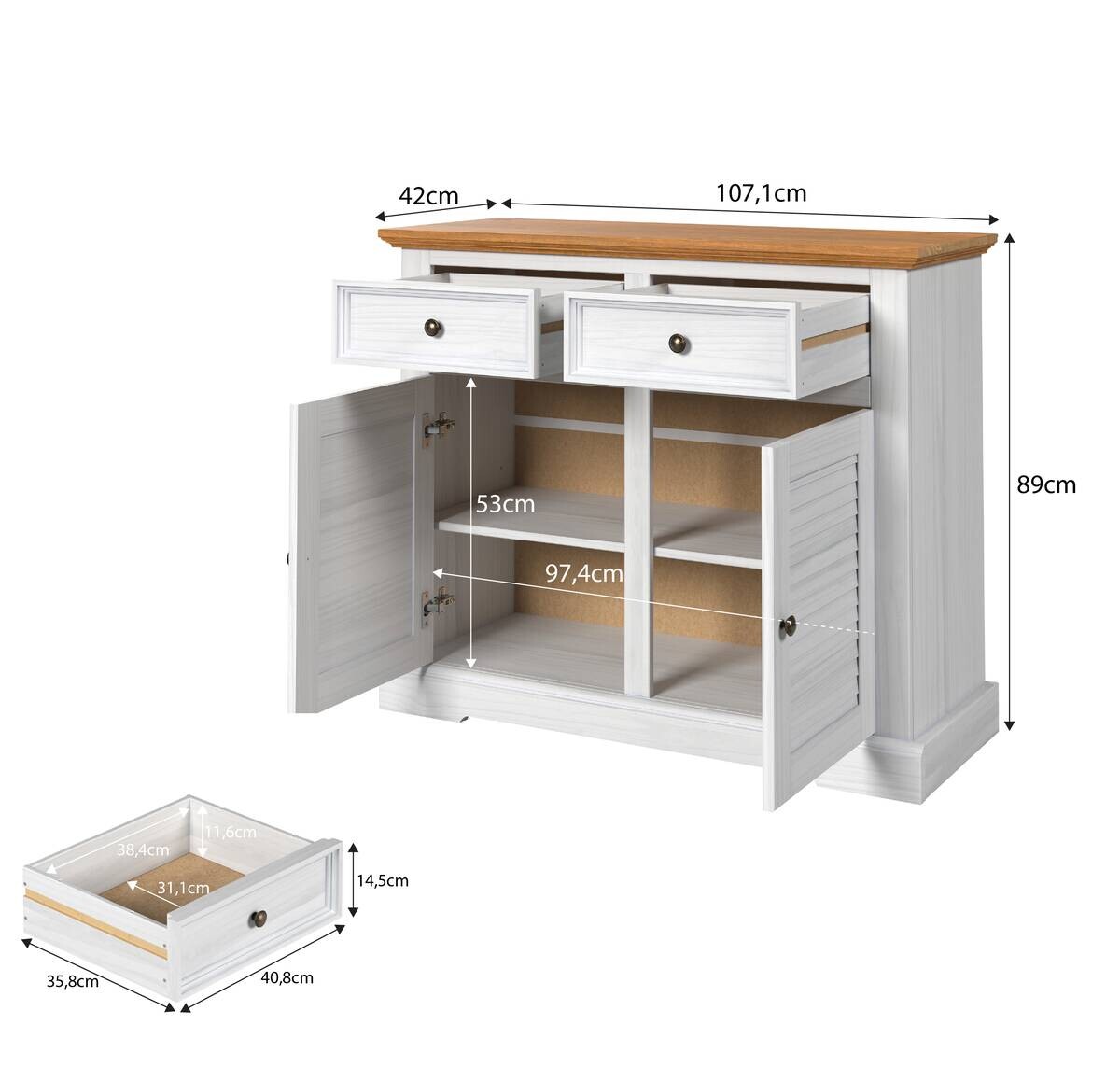 Kommode Breda B/H/T: ca. 107x89x42 cm