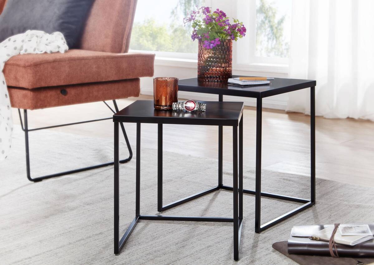 Beistelltisch 2er-Set. schwarz Stahl B/H/T: ca. 40x45x40 cm