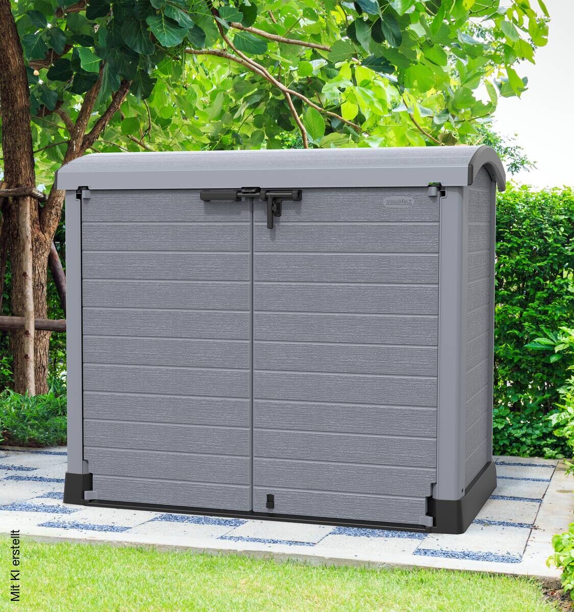 VCM Mülltonnenbox 2er StoreAway grau Kunststoff B/H/L: ca. 145x125x83 cm