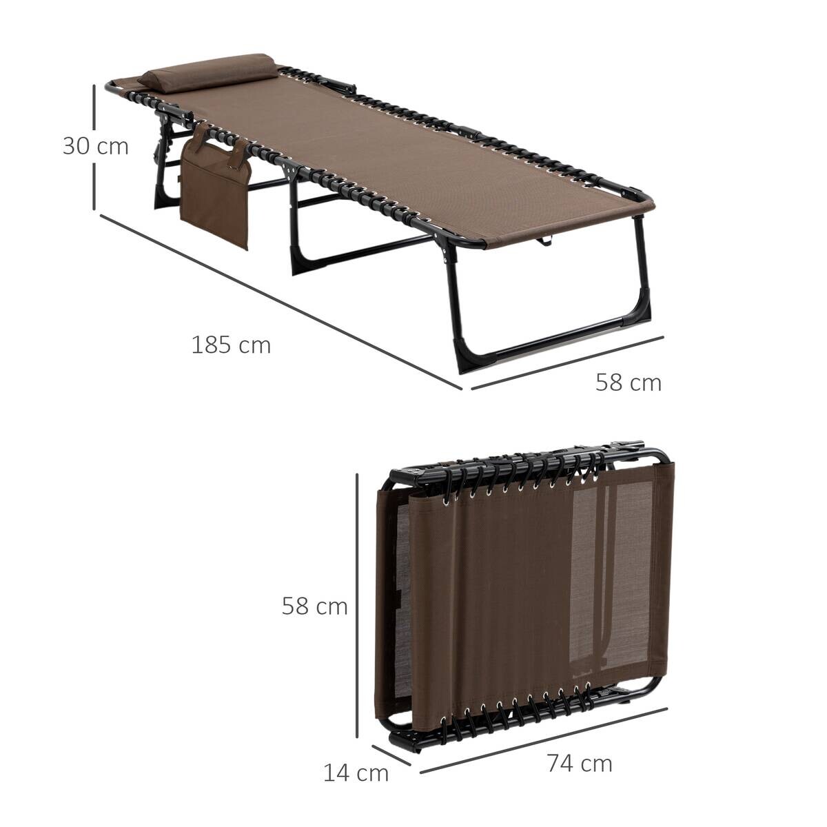 Outsunny Sonnenliege braun Stahl B/H/L: ca. 58x30x185 cm