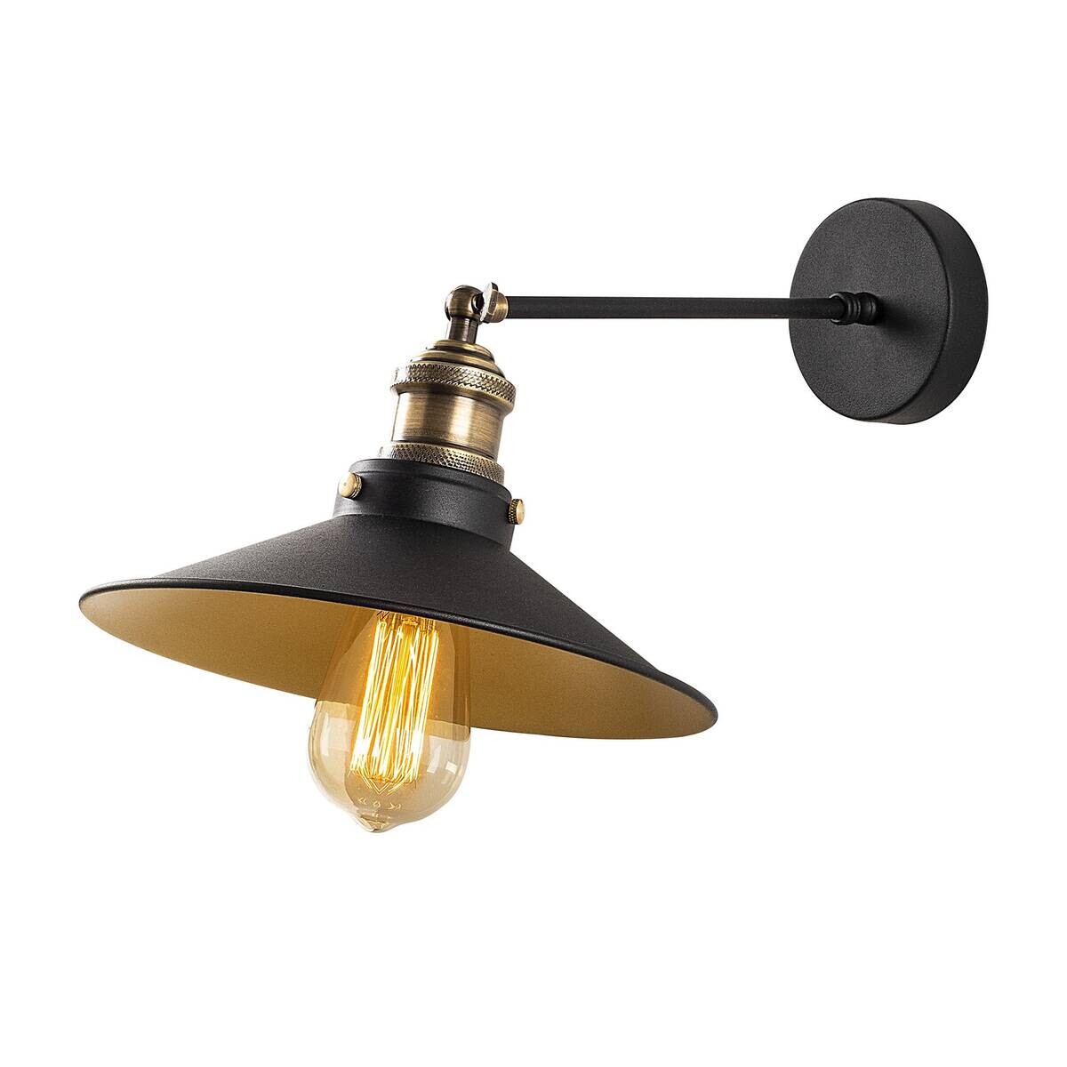Opviq Wandleuchte Saglam gold schwarz Eisen B/H/T/L/D: ca. 40x20x40x25x25 cm E27 1 Brennstellen