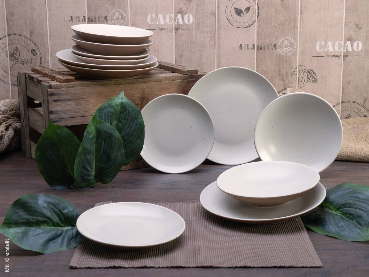 CreaTable Tafelservice SAND DUNES terracotta creme Keramik 12 tlg.