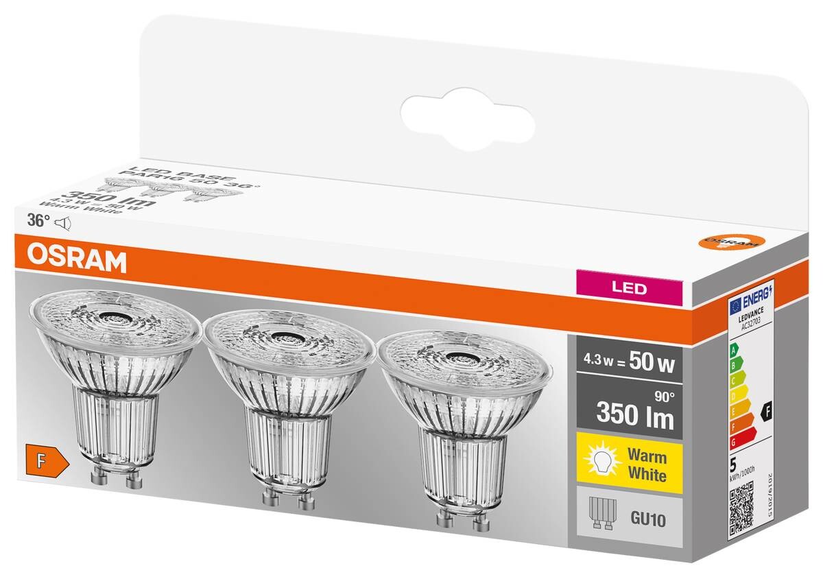 OSRAM LED-Leuchtmittel Reflektorlampe AC2703 3er Pack GU10