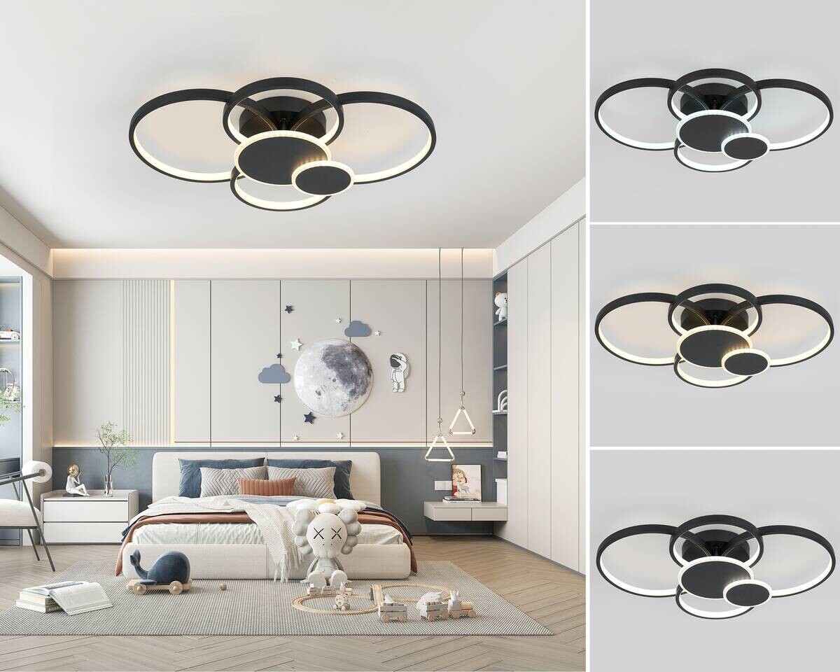 Nolo LED-Deckenleuchte Ring schwarz Metall B/H/L: ca. 46x10x65 cm