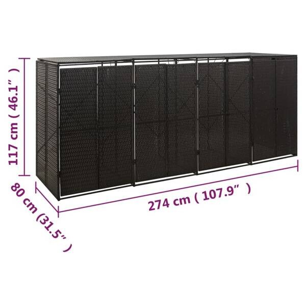 Mülltonnenbox schwarz B/H/L: ca. 80x117x274 cm