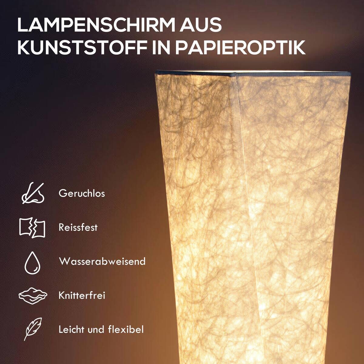 HOMCOM Stehleuchte silber weiß Kunststoff Stahl B/H/L: ca. 25x129x25 cm
