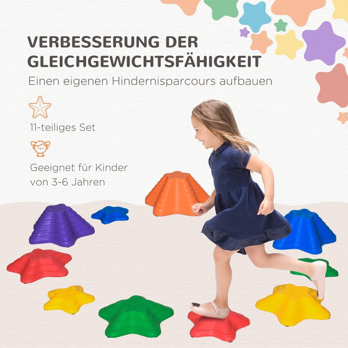 Outsunny Kinder Balanciersteine 11-tlg. B/H/L: ca. 40,5x40,5x20 cm