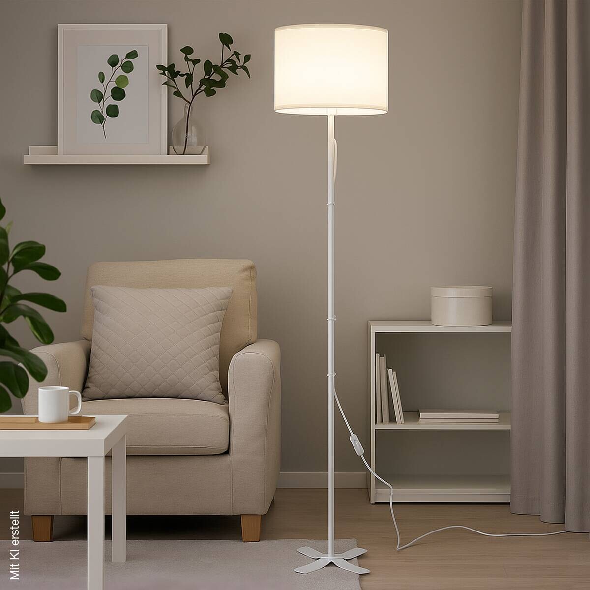 POCOline Stehlampe Zero weiß Metall Kunststoff H/D: ca. 143x28 cm E27 1 Brennstellen