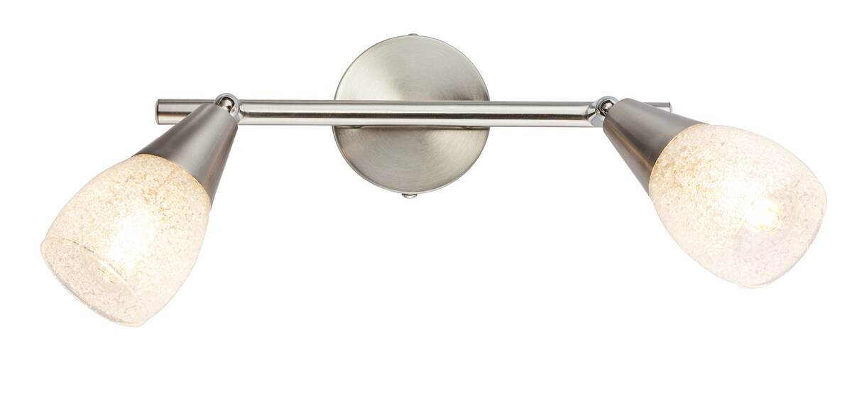 GLOBO Spotbalken Franziska nickel matt klar Glas Metall B/H/L: ca. 8x19x26 cm 2 Brennstellen