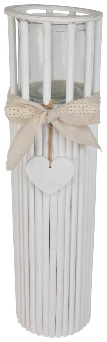 Windlicht weiß Bambus B/H/L: ca. 15x15x58 cm