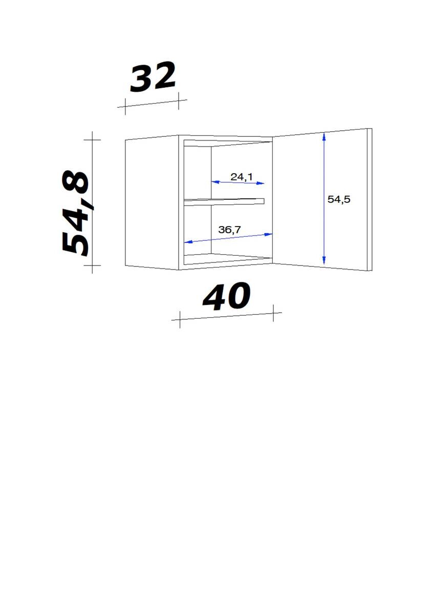 Hängeschrank Morena grau matt B/H/T: ca. 40x54,8x32 cm