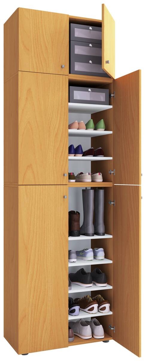 Schuhschrank Lona buche Nachbildung weiß B/H/T: ca. 70x223x39 cm