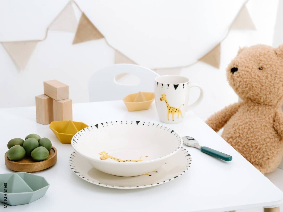 CreaTable Tafelservice Safari bunt Steinzeug 3 tlg.