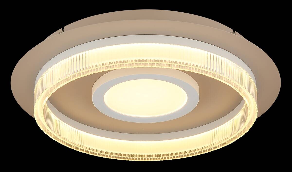 GLOBO Deckenleuchte transparent weiß sand Metall Kunststoff H/D: ca. 8,5x40 cm 1 Brennstellen