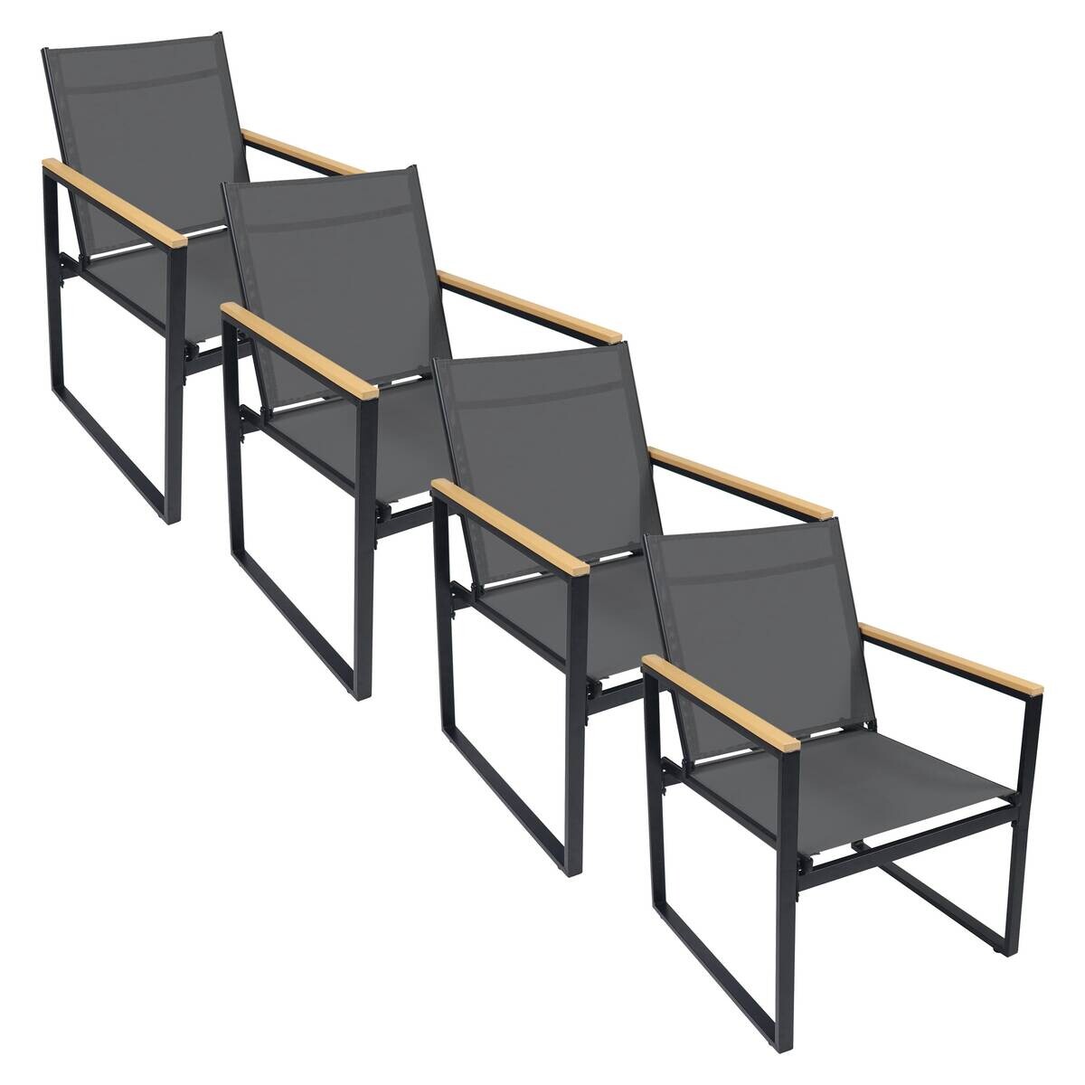 VCM Gartenstuhl anthrazit Textilene B/H/L: ca. 54x83x65 cm