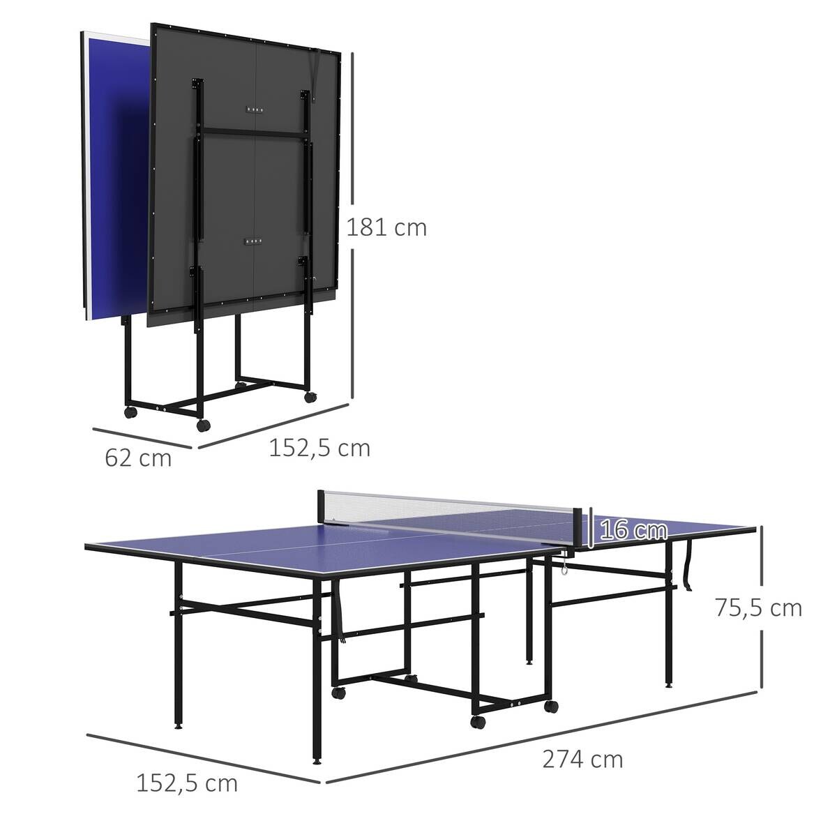 SPORTNOW Tischtennisplatte blau B/H/L: ca. 152,5x274x75,5 cm