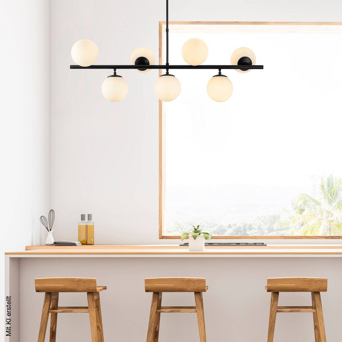Opviq Deckenleuchte Fazli-10525 schwarz weiß Glas B/H/T/L: ca. 113x85x40x113 cm E14 7 Brennstellen