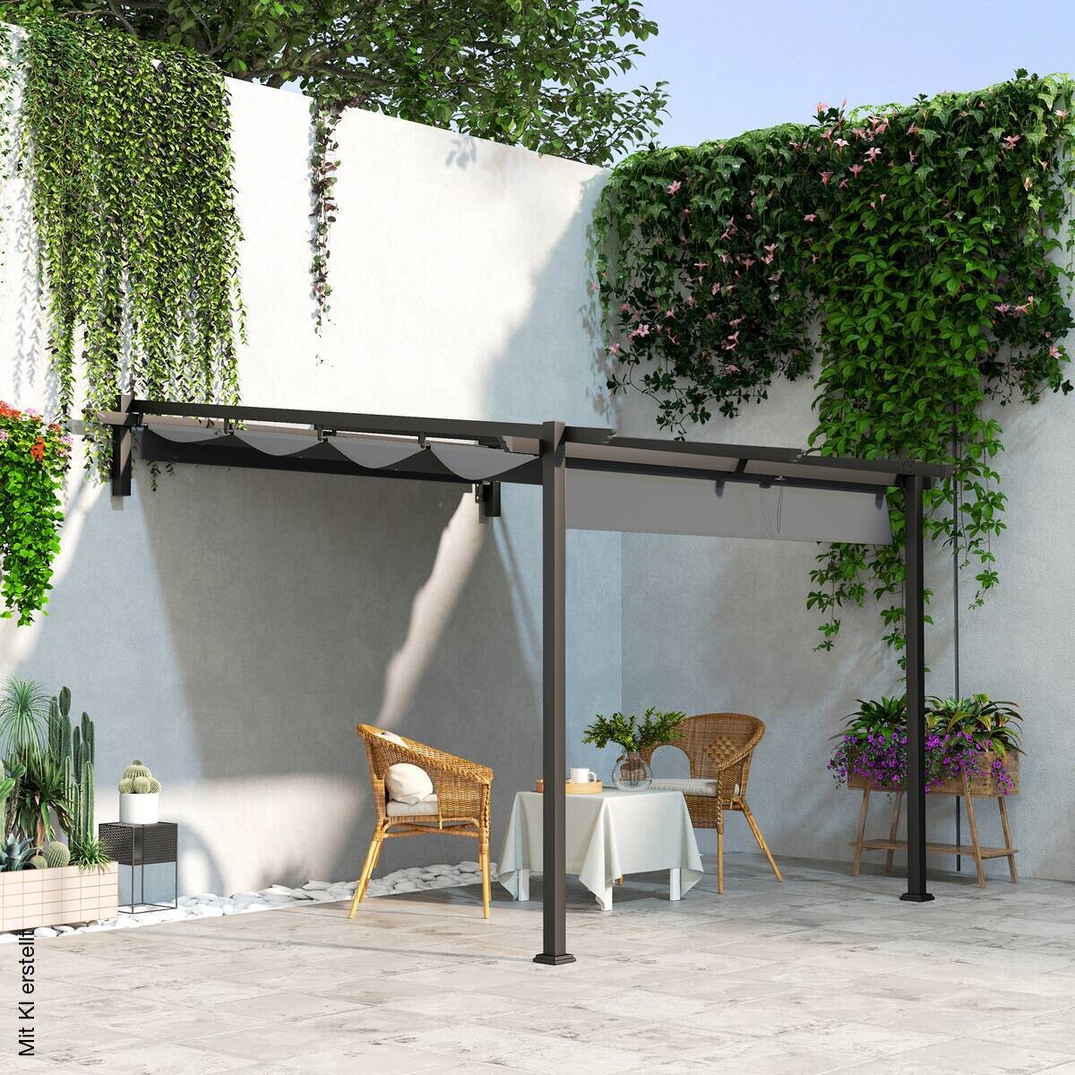 Outsunny Pergola dunkelgrau Aluminium B/H/L: ca. 297x230x297 cm