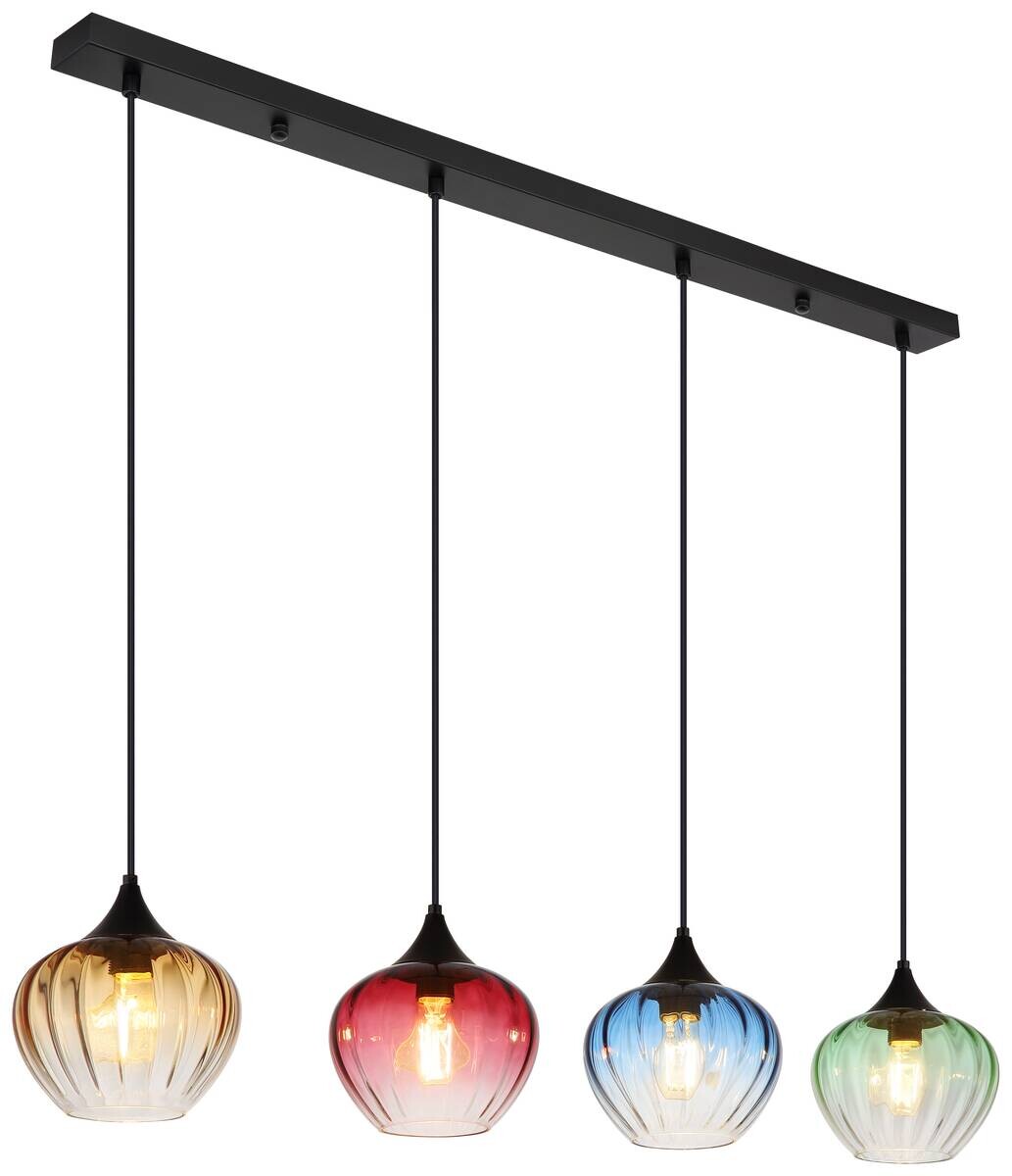 GLOBO Pendelleuchte SANDER 15748-4H schwarz Metall B/H/L: ca. 18x120x111 cm E27 4 Brennstellen