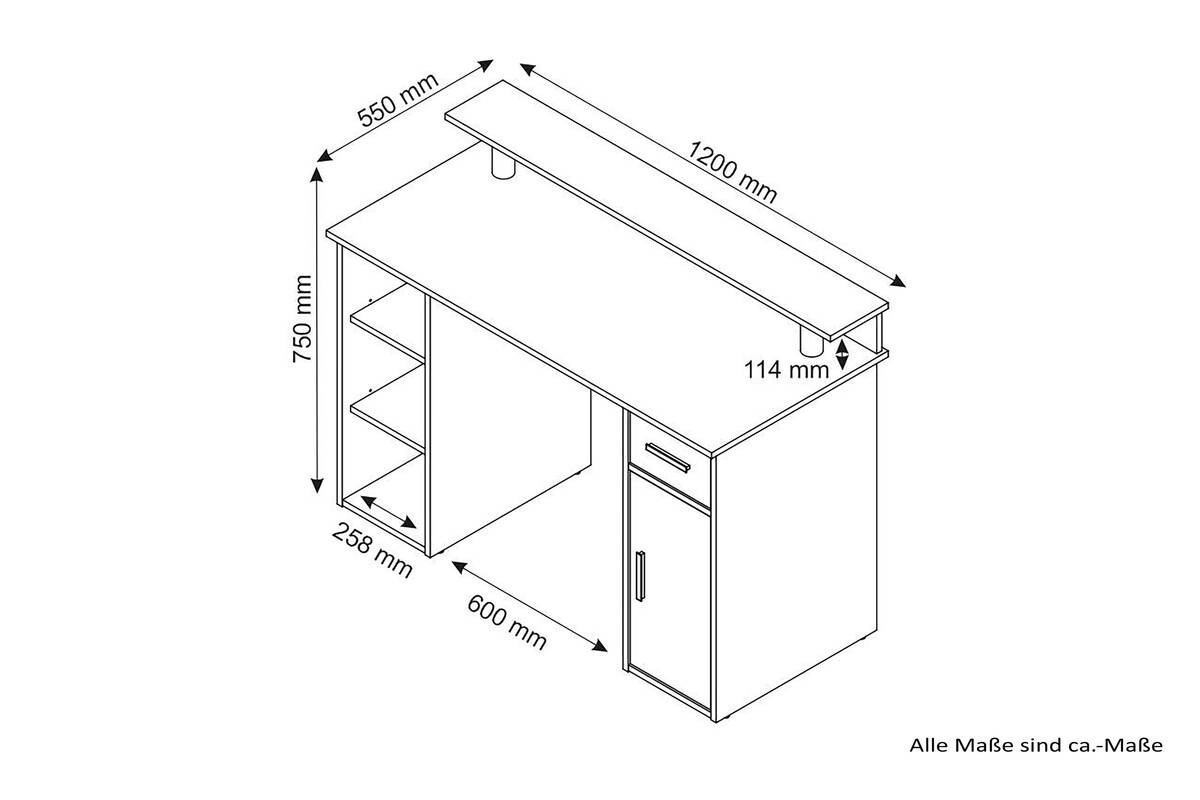 Schreibtisch DIEGO Eiche Old Wood Nachbildung anthrazit
