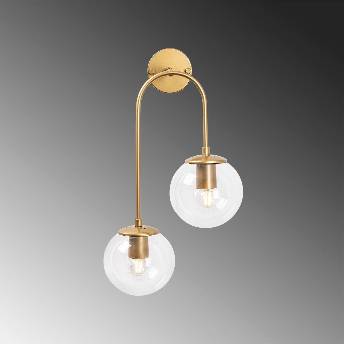 Opviq Wandleuchte gold Metall Glas B/H/L: ca. 24x55x30 cm E14 2 Brennstellen