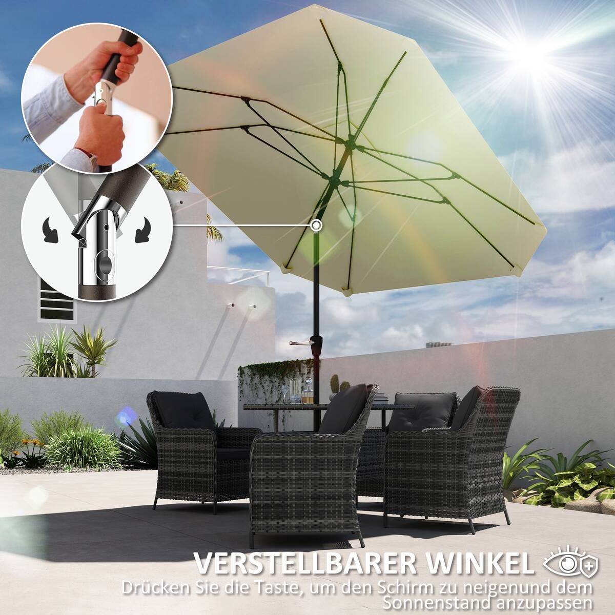 Outsunny Sonnenschirm beige Aluminium B/H/L: ca. 233x240x233 cm